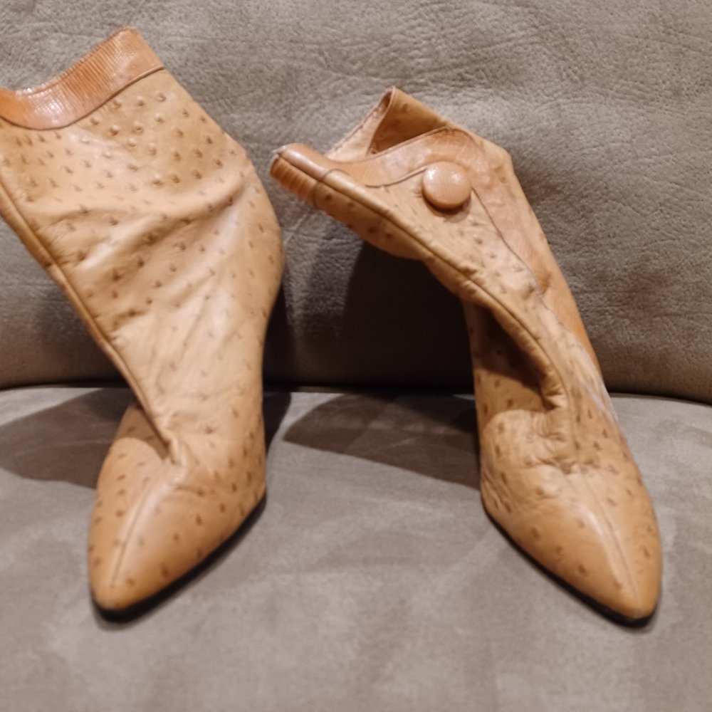 Fake Ostrich Low Boots